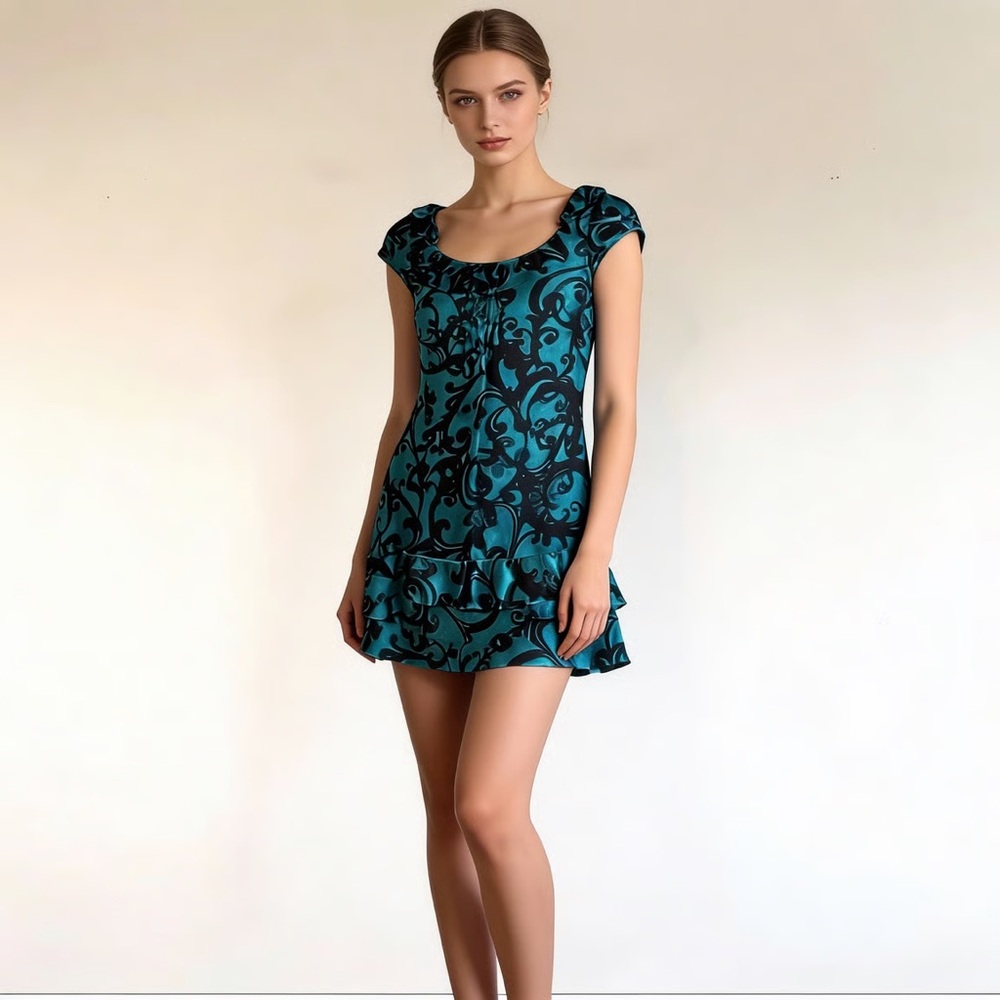 JUICY COUTURE | Silk Tiered Hem Shift Dress Sz S